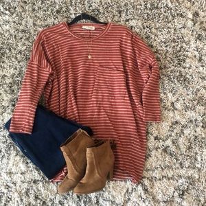Boutique drop shoulder striped sweater